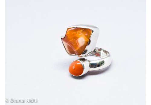 Women's fire opal and silver ring